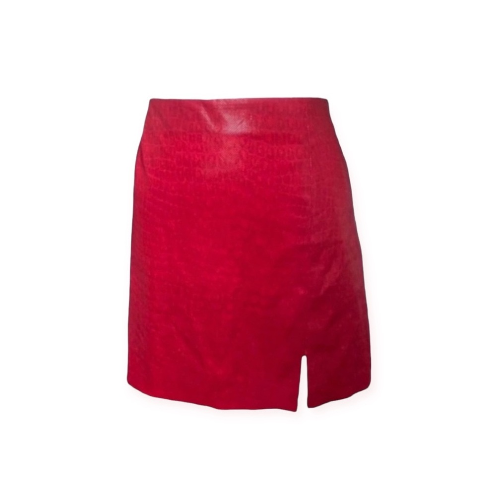 Vintage Y2K / 90s Express World Brand Faux Red Snakeskin Mini Skirt size large L